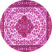 Round Machine Washable Medallion Pink Traditional Rug, wshtr4172pnk