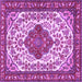 Square Machine Washable Medallion Purple Traditional Area Rugs, wshtr4172pur