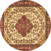 Round Machine Washable Medallion Brown Traditional Rug, wshtr4172brn