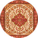 Machine Washable Medallion Orange Traditional Area Rugs, wshtr4172org