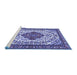 Sideview of Machine Washable Medallion Blue Traditional Rug, wshtr4172blu