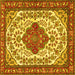 Square Machine Washable Medallion Yellow Traditional Rug, wshtr4172yw