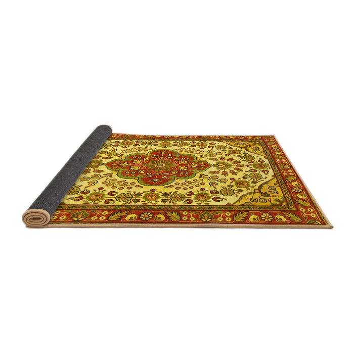 Sideview of Medallion Yellow Traditional Rug, tr4172yw