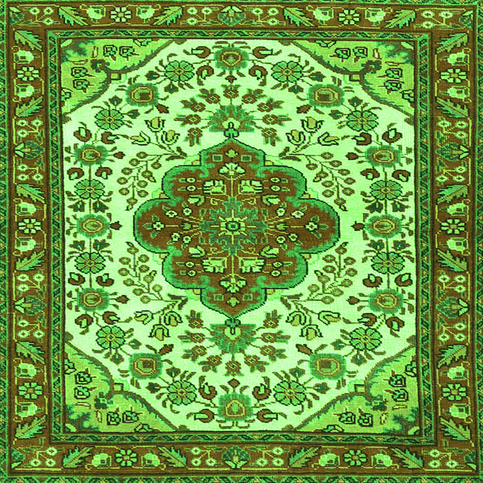 Round Machine Washable Medallion Green Traditional Area Rugs, wshtr4172grn
