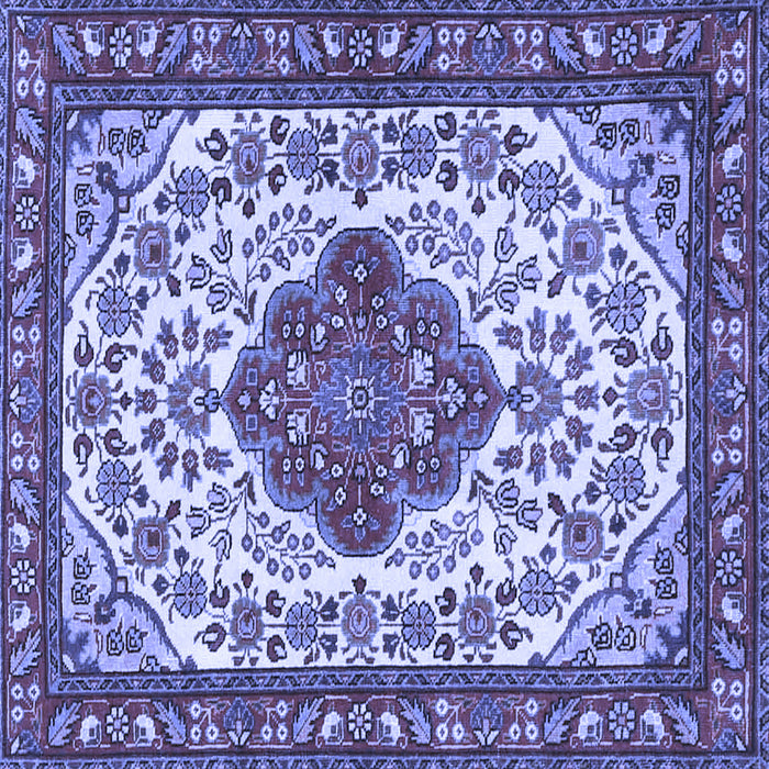Square Machine Washable Medallion Blue Traditional Rug, wshtr4172blu