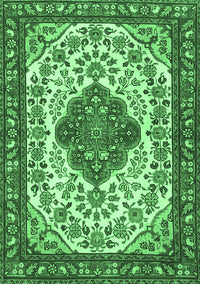 Medallion Emerald Green Traditional Rug, tr4172emgrn