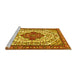 Sideview of Machine Washable Medallion Yellow Traditional Rug, wshtr4172yw