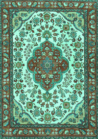 Medallion Turquoise Traditional Rug, tr4172turq