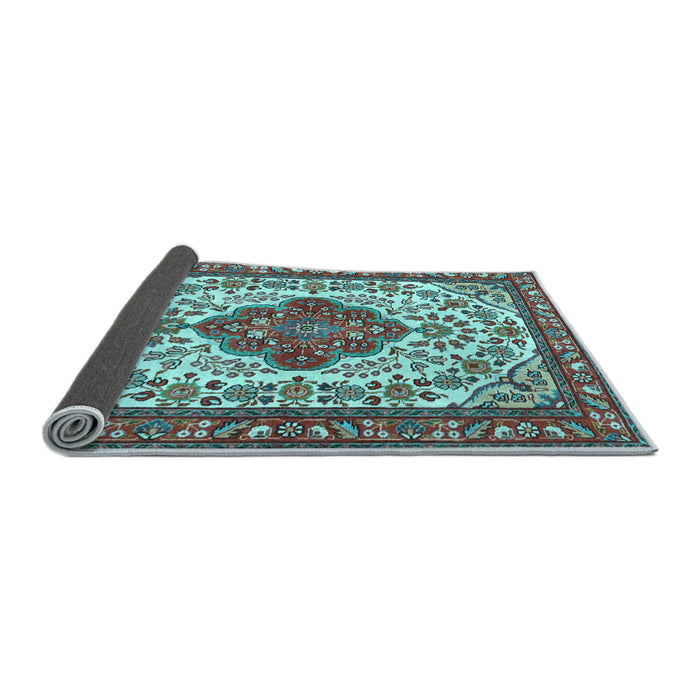 Sideview of Medallion Light Blue Traditional Rug, tr4172lblu