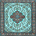 Square Medallion Light Blue Traditional Rug, tr4172lblu