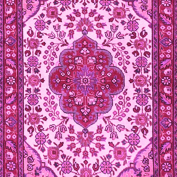 Machine Washable Medallion Pink Traditional Rug, wshtr4172pnk