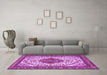 Machine Washable Medallion Purple Traditional Area Rugs in a Living Room, wshtr4172pur