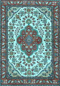 Medallion Light Blue Traditional Rug, tr4172lblu