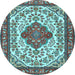 Round Medallion Light Blue Traditional Rug, tr4172lblu