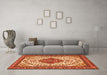 Machine Washable Medallion Orange Traditional Area Rugs in a Living Room, wshtr4172org