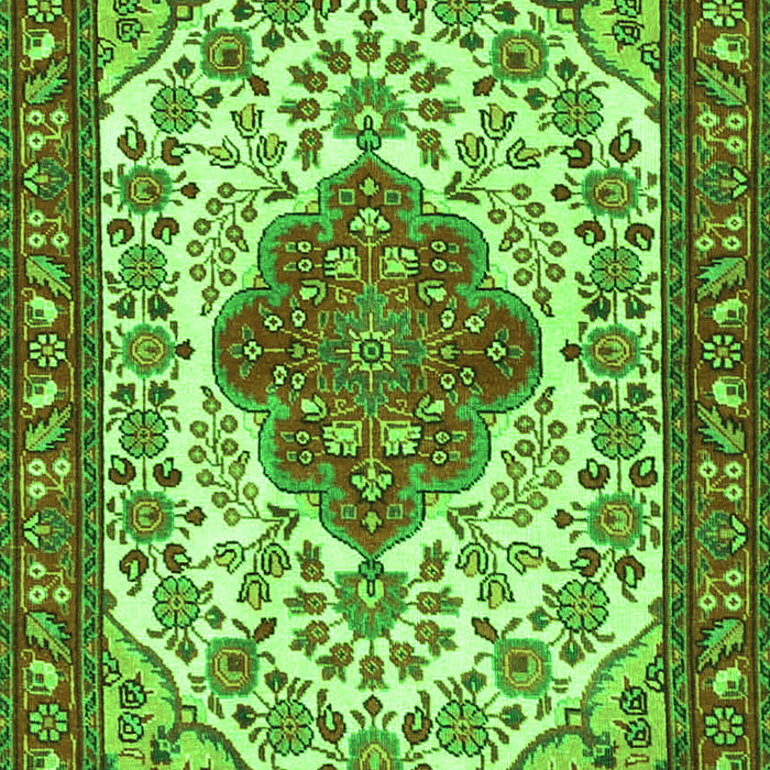 Serging Thickness of Machine Washable Medallion Green Traditional Area Rugs, wshtr4172grn