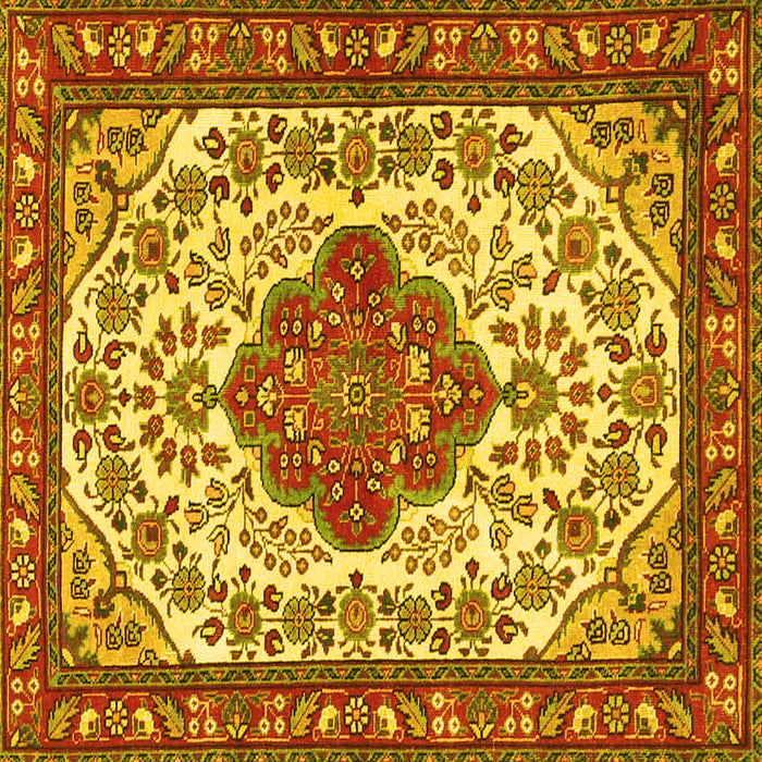 Square Medallion Yellow Traditional Rug, tr4172yw