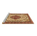 Sideview of Machine Washable Medallion Brown Traditional Rug, wshtr4172brn