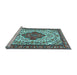 Sideview of Machine Washable Medallion Light Blue Traditional Rug, wshtr4172lblu