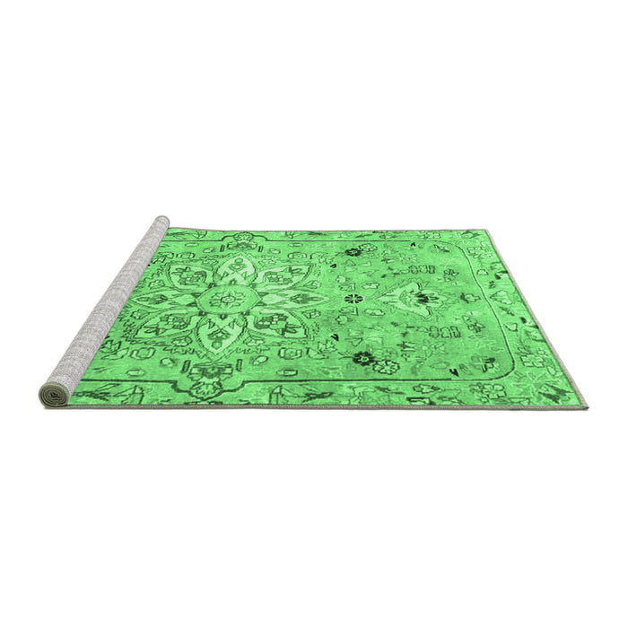 Sideview of Machine Washable Persian Emerald Green Traditional Area Rugs, wshtr4173emgrn