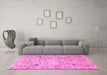 Machine Washable Persian Pink Traditional Rug in a Living Room, wshtr4173pnk