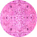 Round Persian Pink Traditional Rug, tr4173pnk