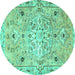 Round Persian Turquoise Traditional Rug, tr4173turq