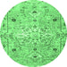 Round Persian Emerald Green Traditional Rug, tr4173emgrn
