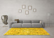 Machine Washable Persian Yellow Traditional Rug in a Living Room, wshtr4173yw