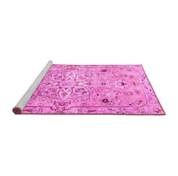 Sideview of Machine Washable Persian Pink Traditional Rug, wshtr4173pnk