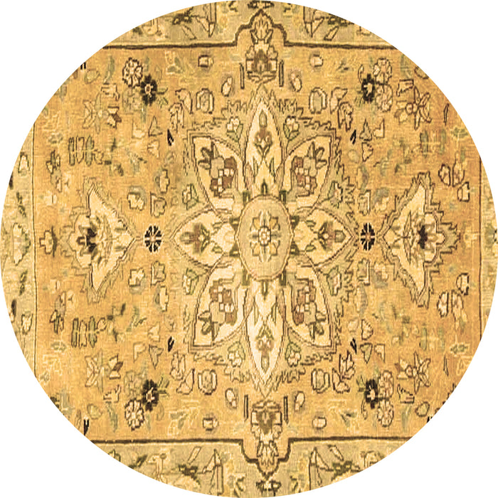 Round Persian Brown Traditional Rug, tr4173brn