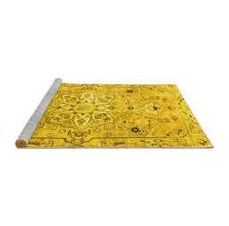 Sideview of Machine Washable Persian Yellow Traditional Rug, wshtr4173yw