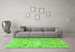 Machine Washable Persian Green Traditional Area Rugs in a Living Room,, wshtr4173grn