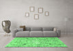 Machine Washable Persian Emerald Green Traditional Area Rugs in a Living Room,, wshtr4173emgrn