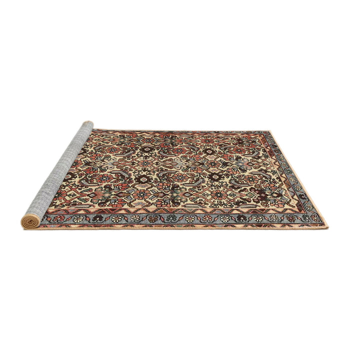 Sideview of Machine Washable Traditional Red Brown Rug, wshtr4174