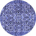 Round Machine Washable Persian Blue Traditional Rug, wshtr4174blu