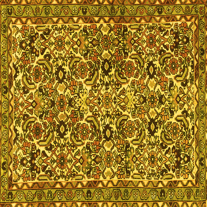 Square Machine Washable Persian Yellow Traditional Rug, wshtr4174yw