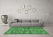 Machine Washable Persian Emerald Green Traditional Area Rugs in a Living Room,, wshtr4174emgrn