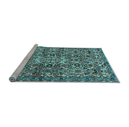Sideview of Machine Washable Persian Light Blue Traditional Rug, wshtr4174lblu