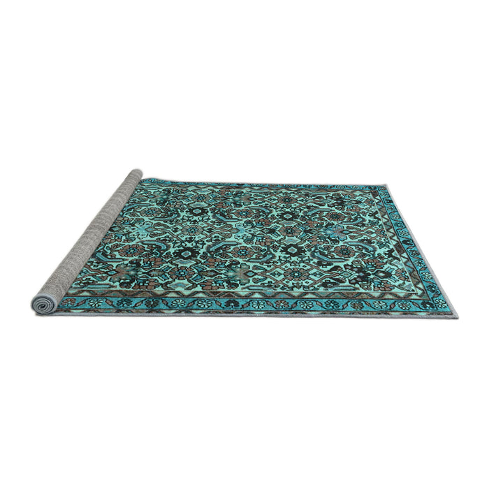 Sideview of Machine Washable Persian Light Blue Traditional Rug, wshtr4174lblu