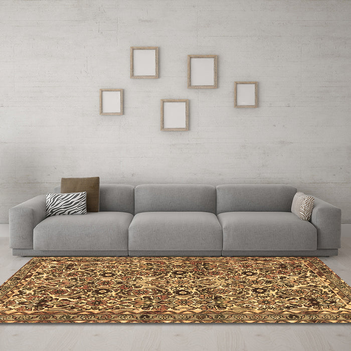 Machine Washable Persian Brown Traditional Rug in a Living Room,, wshtr4174brn