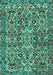 Machine Washable Persian Turquoise Traditional Area Rugs, wshtr4174turq