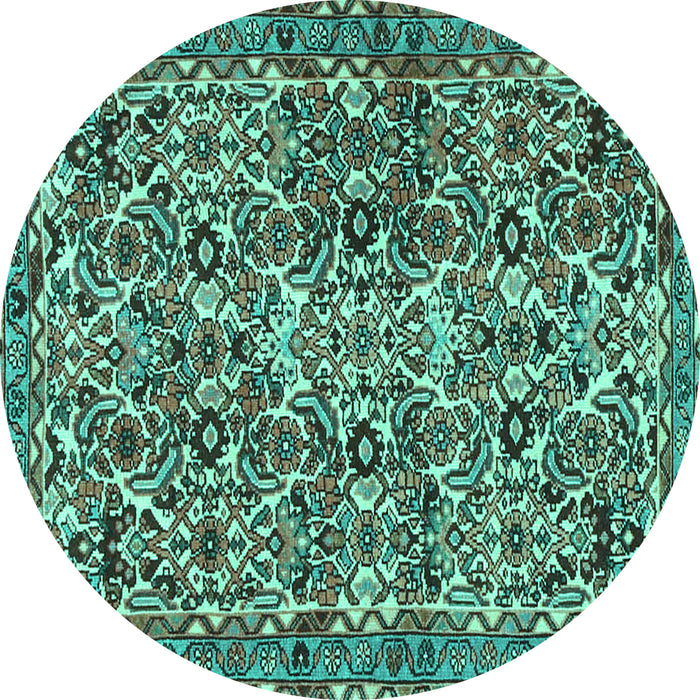 Round Persian Turquoise Traditional Rug, tr4174turq