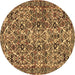 Round Machine Washable Persian Brown Traditional Rug, wshtr4174brn