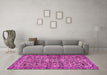 Machine Washable Persian Pink Traditional Rug in a Living Room, wshtr4174pnk