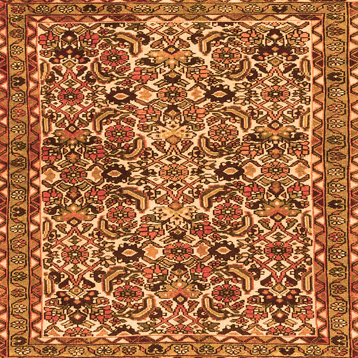 Round Machine Washable Persian Orange Traditional Area Rugs, wshtr4174org