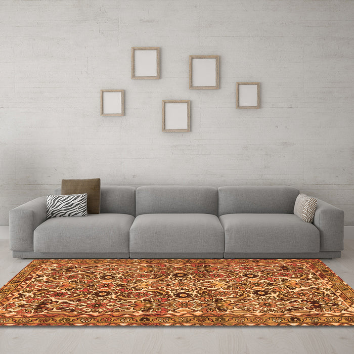 Machine Washable Persian Orange Traditional Area Rugs in a Living Room, wshtr4174org