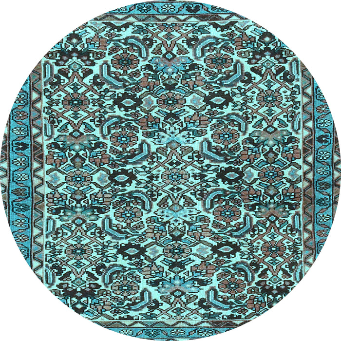 Round Machine Washable Persian Light Blue Traditional Rug, wshtr4174lblu