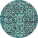 Round Machine Washable Persian Light Blue Traditional Rug, wshtr4174lblu