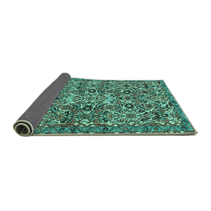 Sideview of Persian Turquoise Traditional Rug, tr4174turq